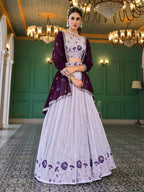 Myra Lavender Georgette Embroidered Designer Lehenga