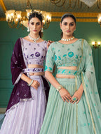 Myra Lavender Georgette Embroidered Designer Lehenga