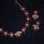 Tehzeeb Creations Maroon Colour Star Design Stone Studded Necklace With Earrings
