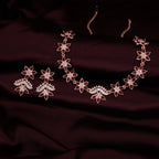 Tehzeeb Creations Maroon Colour Star Design Stone Studded Necklace With Earrings