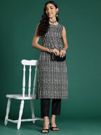Indo Era Black Printed Straight Kurta - Distacart