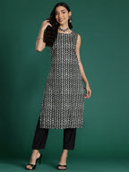 Indo Era Black Printed Straight Kurta - Distacart