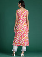 Indo Era Pink Printed Straight Kurta - Distacart
