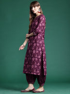Indo Era Burgundy Printed Straight Kurta Palazzos With Dupatta set