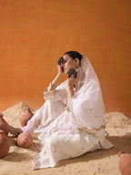 Indo Era White Embroidered Straight Kurta Trousers With Dupatta set - Distacart