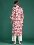 Indo Era Red Printed Straight Kurta - Distacart