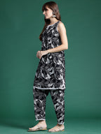 Indo Era Black Printed Straight Kurta Trousers set - Distacart