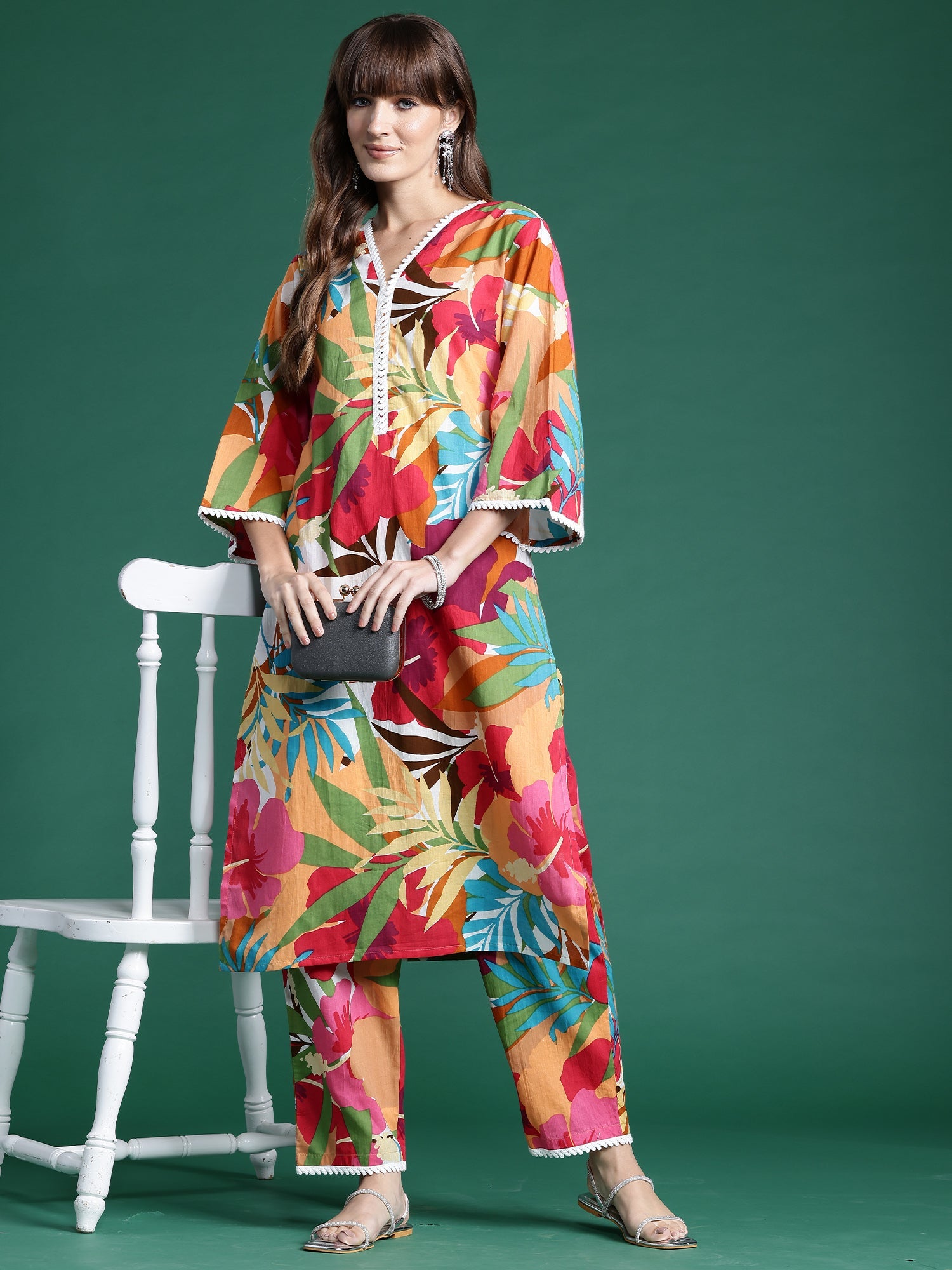 Indo Era Multi Printed Straight Kurta Trousers set - Distacart