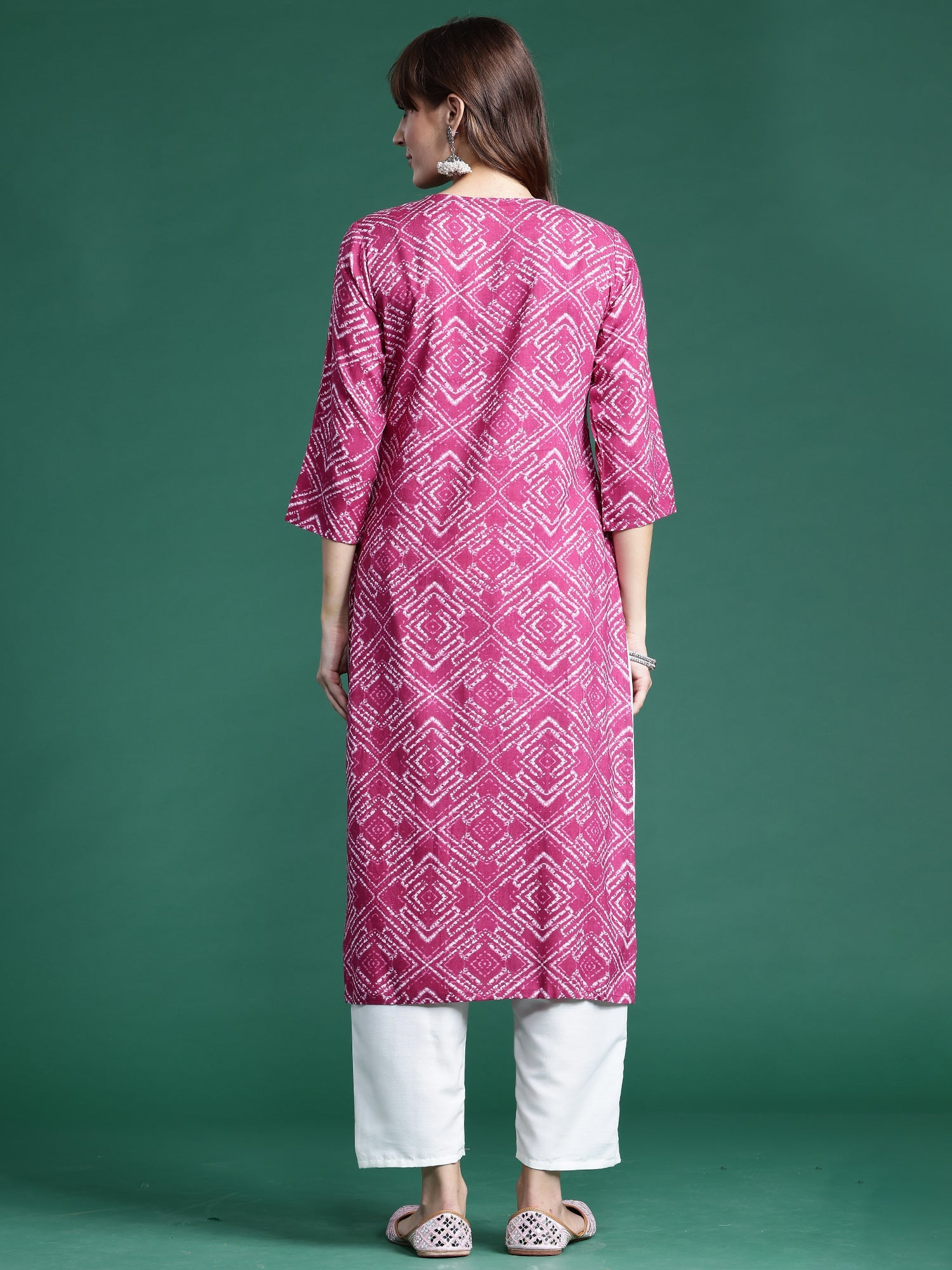 Indo Era Pink Printed Straight Kurta - Distacart