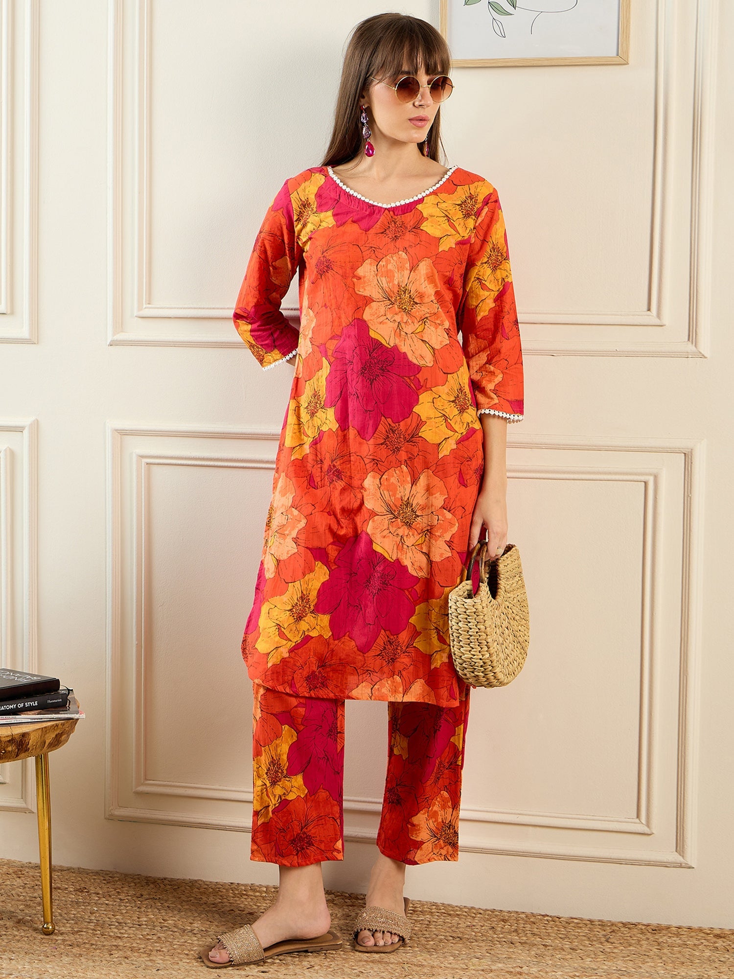 Indo Era Multi Printed Straight Kurta Trousers set - Distacart