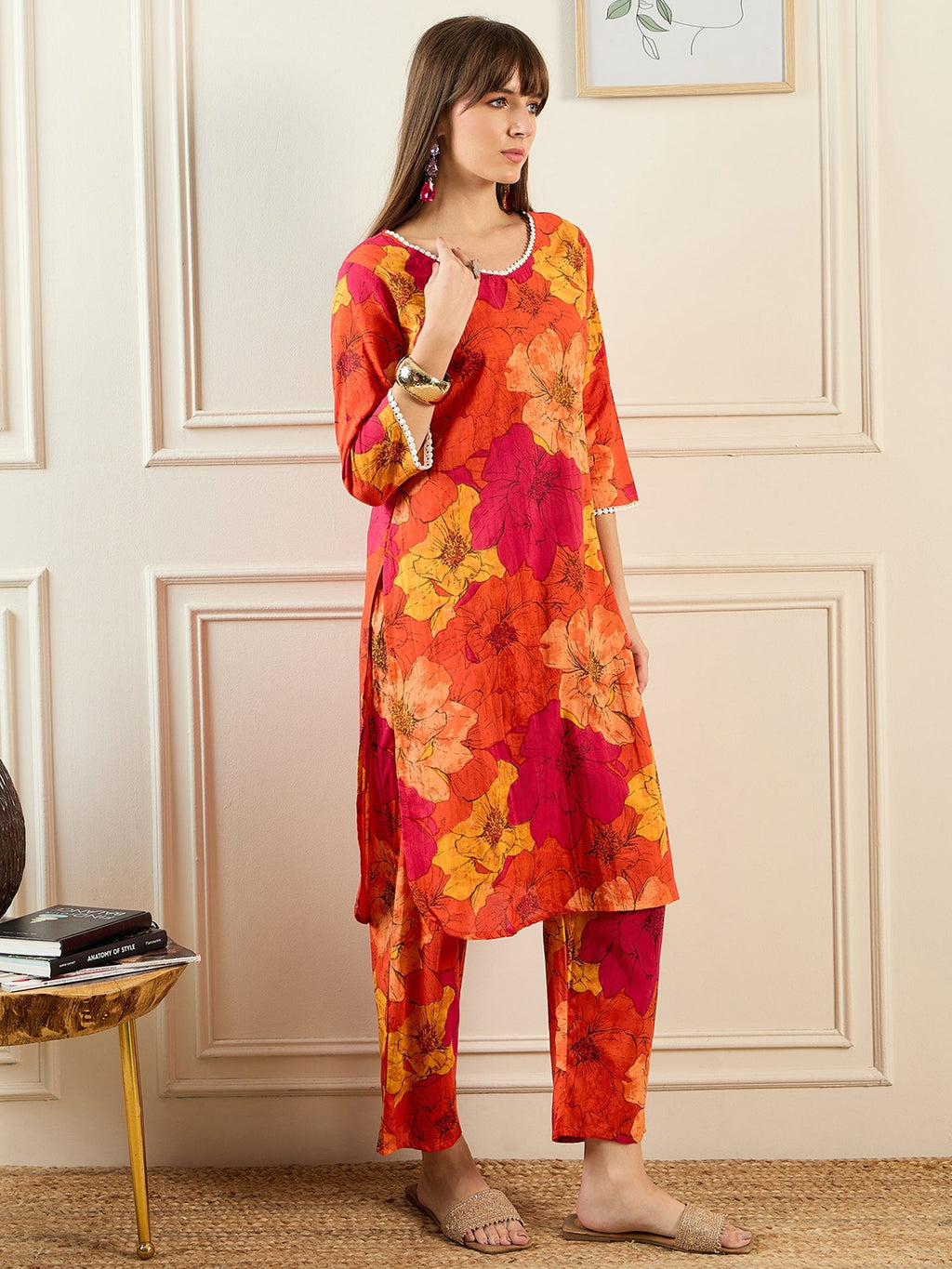Indo Era Multi Printed Straight Kurta Trousers set - Distacart