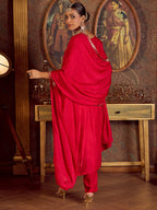Indo Era Magenta Embroidered Straight Kurta Trousers With Dupatta set - Distacart