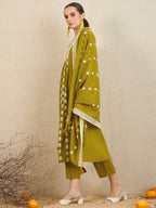 Indo Era Green Embroidered A-Line Kurta Trousers With Dupatta set - Distacart