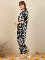 Indo Era Black Printed Straight Kurta Trousers set - Distacart