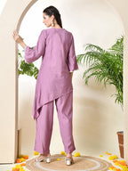 Myshka Women's Lavender colour Co-ord set with Lace