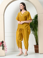 Myshka Women's Yellow colour Co-ord set with Lace