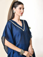 Myshka Women's Navy Blue colour Co-ord set with Lace