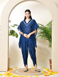 Myshka Women's Navy Blue colour Co-ord set with Lace