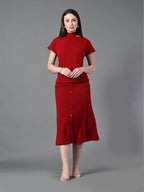 Myshka Women's Maroon colour Co-ord set