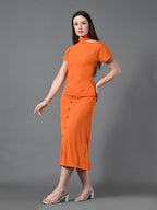 Myshka Women's Orange colour Co-ord set