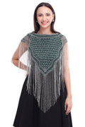 Jaitra Apparels Green Beads Embroidered Net Poncho - Distacart
