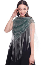 Jaitra Apparels Green Beads Embroidered Net Poncho - Distacart