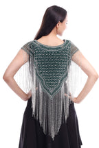 Jaitra Apparels Green Beads Embroidered Net Poncho - Distacart