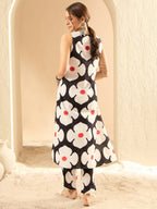 Indo Era Black Printed A-Line Kurta Trousers set - Distacart