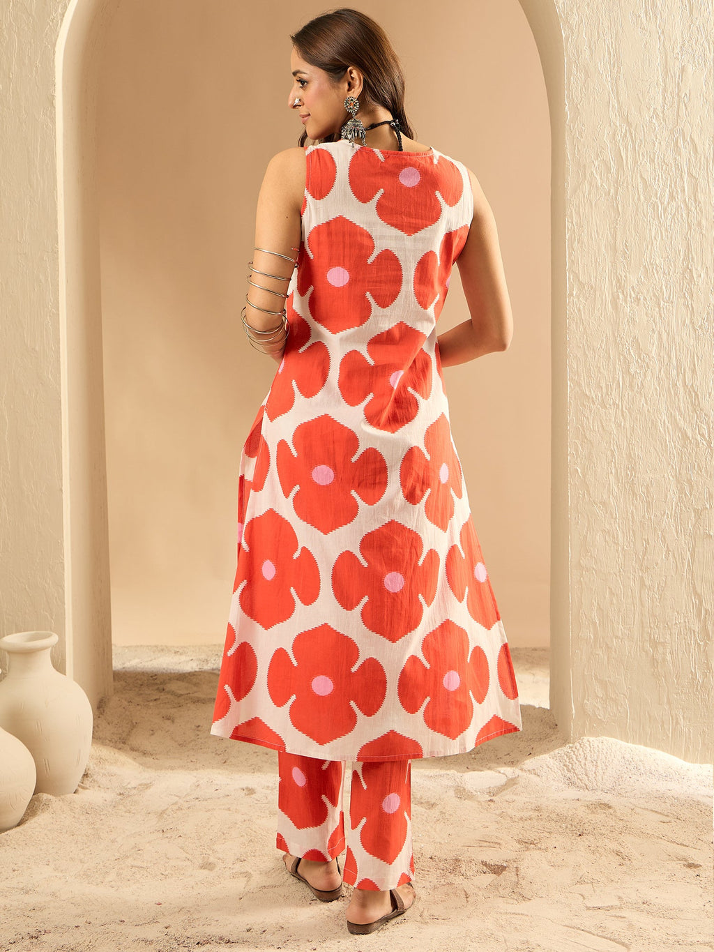 Indo Era White Printed Straight Kurta Trousers set - Distacart