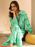 Indo Era Green Printed Straight Kurta Trousers set - Distacart