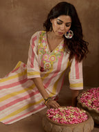 Indo Era Multi Embroidered Straight Kurta Trousers Set - Distacart