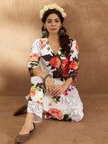 Indo Era White Printed Straight Kurta Trousers Set - Distacart