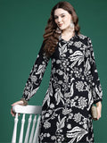 Indo Era Black Printed Straight Kurta Trousers Set - Distacart