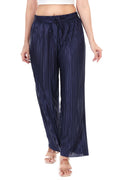 Jaitra Apparels Navy Blue Satin Pleated Free Size Palazzo - Distacart