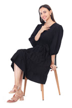 Jaitra Apparels Black Rayon Crepe Midi Dress - Distacart