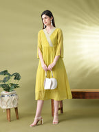 Myshka Women's Green Solid Georgette Dress - Distacart