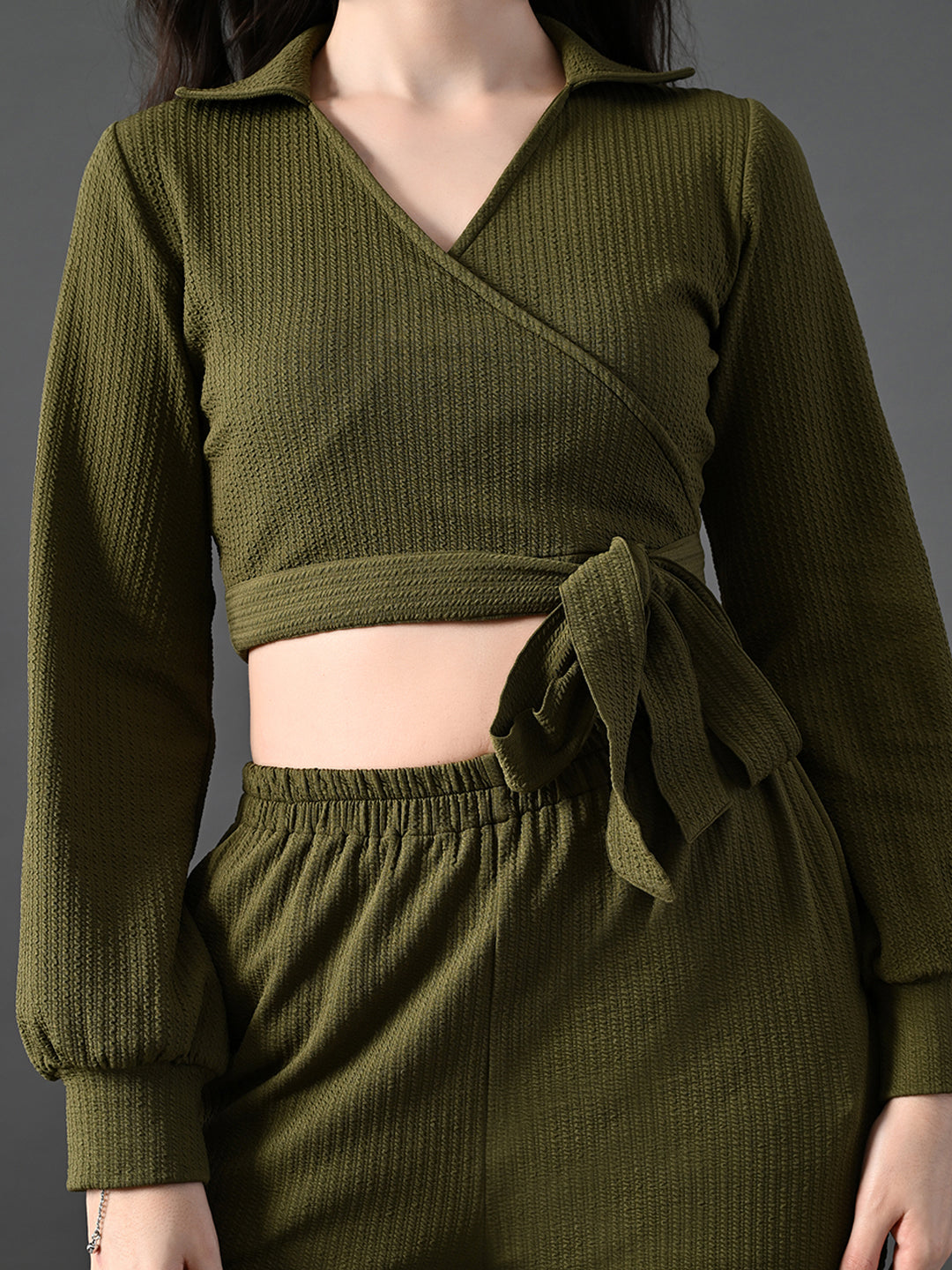 Myshka Women's Olive Green Co-Ord Set