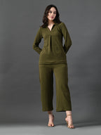 Myshka Women's Olive Everyday Lounge Set