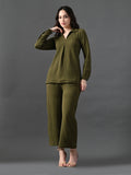 Myshka Women's Olive Everyday Lounge Set