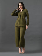 Myshka Women's Olive Everyday Lounge Set