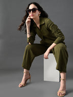 Myshka Women's Olive Everyday Lounge Set