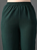 Myshka Women's Green Pleated Co-Ord Set