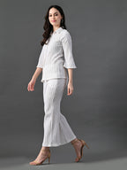Myshka Women's White Pleated Co-Ord Set