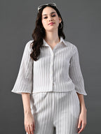 Myshka Women's White Pleated Co-Ord Set