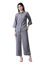 Myshka Women's Grey Pleated Co-Ord Set