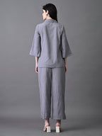 Myshka Women's Grey Pleated Co-Ord Set