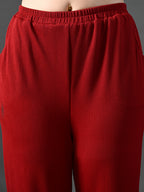 Myshka Women's Red Ribbed Cord Set
