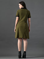 Myshka Women's Olive Collared Dress - Distacart