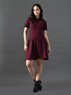 Myshka Women's Magenta Collared Dress - Distacart