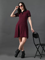 Myshka Women's Magenta Collared Dress - Distacart